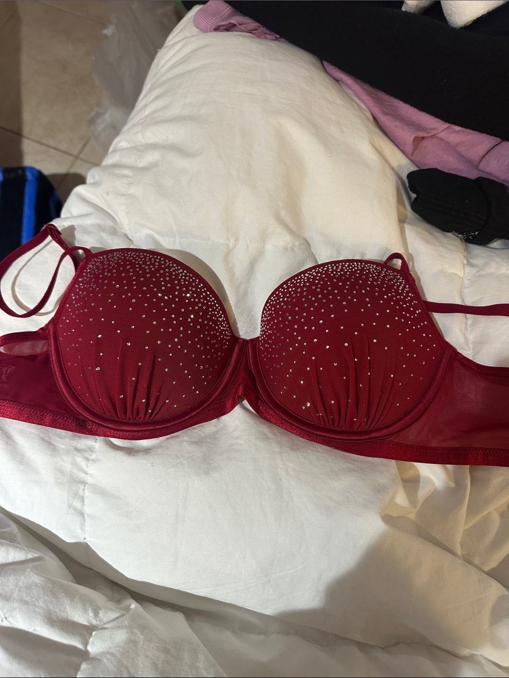 Victoria's Secret Red Embellished Push-Up Bra